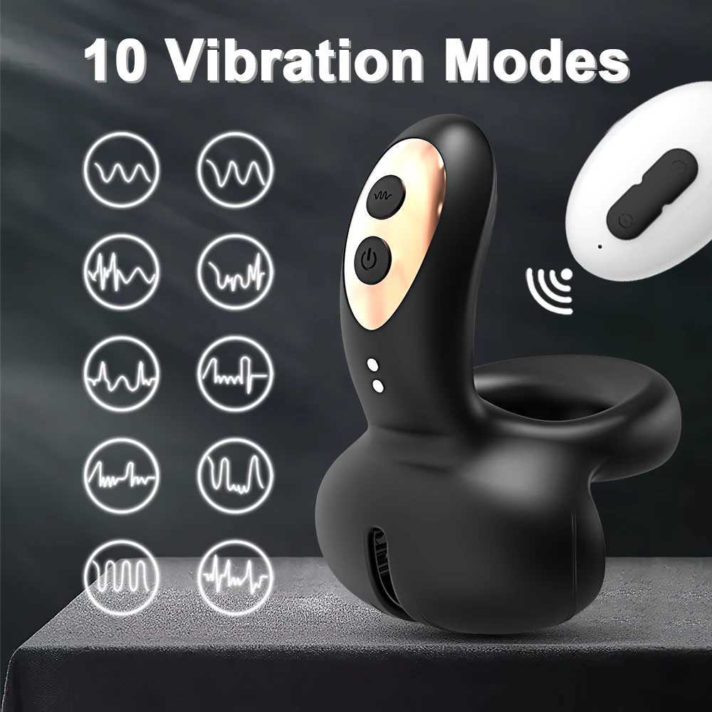 Penis Vibrator for Men Remote Control Cock Ring Ejaculation Delay Testicles Perineum Scrotum Stimulator Sex Toy for Couples Game XJ250607