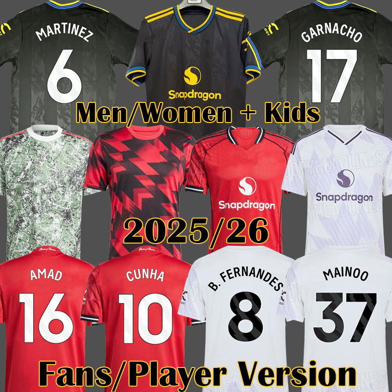 3XL 4XL 25 26 CUNHA MAINOOMARTINEZ soccer jerseys GARNACHO 2025 2026 B. FERNANDES ZIRKZEE HOJLUND CASEMIRO Man MUTDes football shirt Tops men Kids set Uniforms
