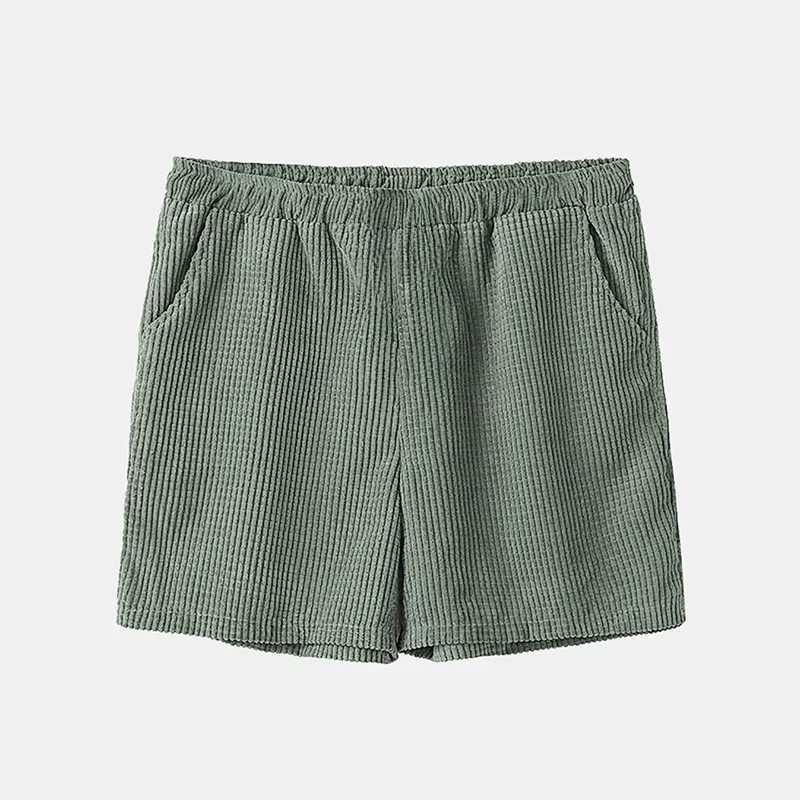 Men Sets Casual Loose Waffle Corduroy Short Sleeve Suit Casual Two Piece Set Summer Solid Color Top and Shorts W250609