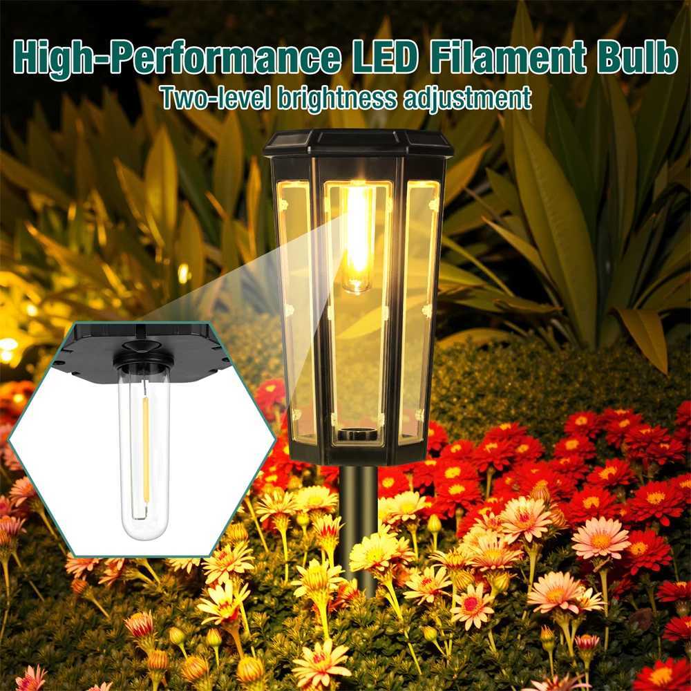 1/4/6 Pack Solar Pathway Lights Outdoor Solar Lights IP65 Waterproof Garden Lights Solar Lamp Outdoor Landscape Lamps for Lawn W250607