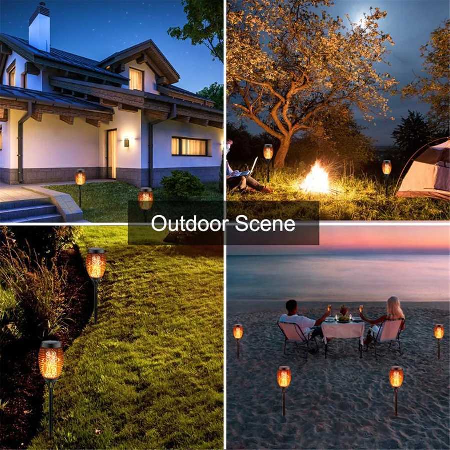 Waterproof Solar LED Flame Torch Light Outdoor 1/2/4/6pcs Path Yard Patio Landscape Lawn Lamps for Garden Courtyard Decoration W250607