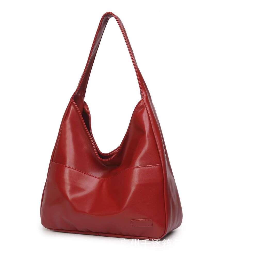2025 New Lazy Style Soft Leather Tote Women Fashionable Shoulder for College Students Underarm Bag