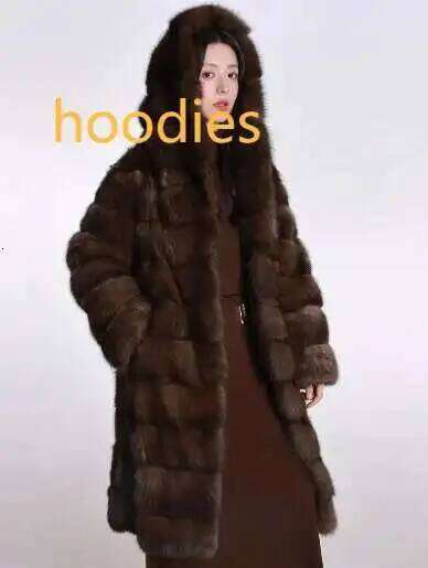 LGRQ 2025 new winter fashion women clothes hooded fur brown color warm thickness coat female tide WQ1005916