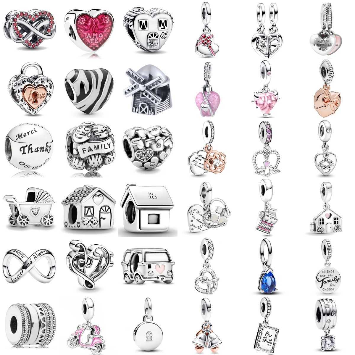 NEW 925 Sterling Silver Charm Fit Original Bracelet Accories Women Jewelry Warm Home Series Castle Baby Carriage WindmillXJ250607