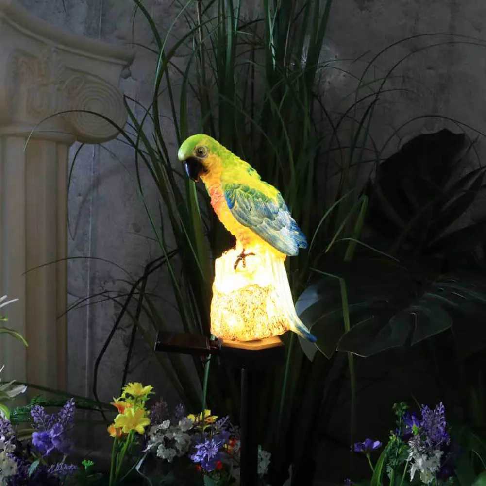 Outdoor Garden Lamp Resin Solar Parrot Lamp IP55 Waterproof Macaw Ground Light 600MAH Garden Landscape Light for Patio BalconyXJ250606