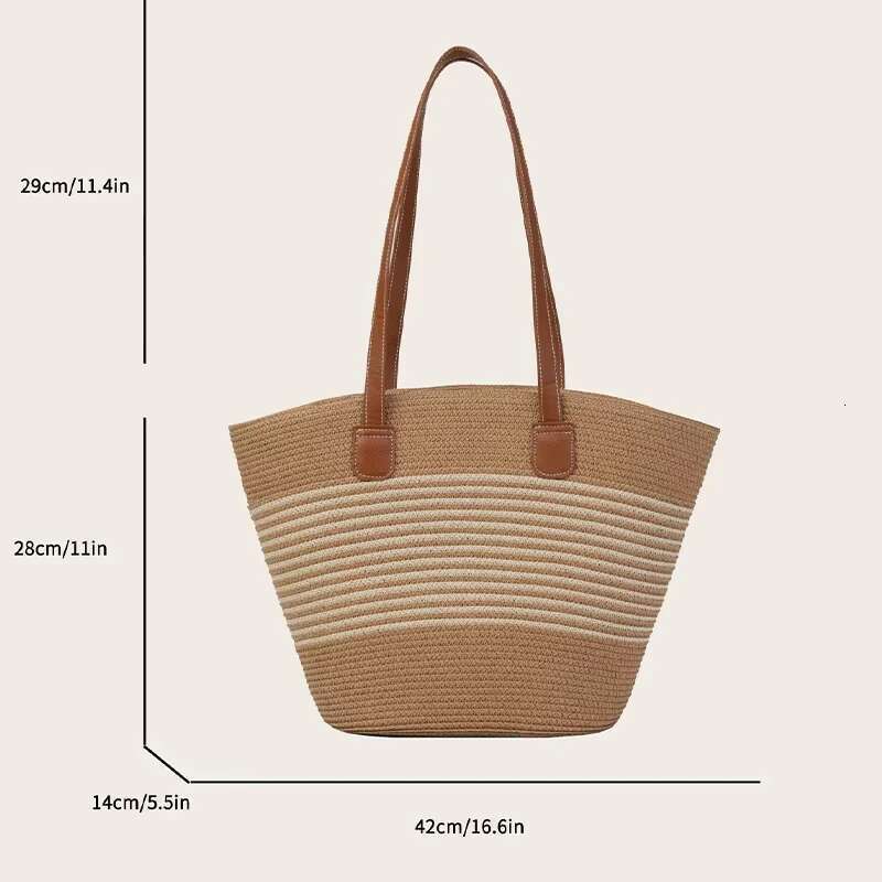 Summer Women's Straw Woven Beach Tote Large Capacity Boho Handmade Basket Bag Designer Shopper Lightweight Travel Sho