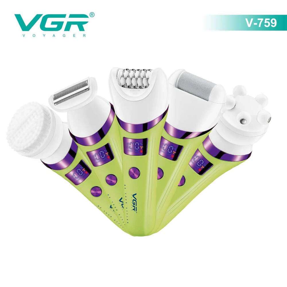 VGR Removal Professional Body Care 5In1 Ipx6 Waterproof Hair Trimmer LED Two Speeds Electric Razor For Women V-759