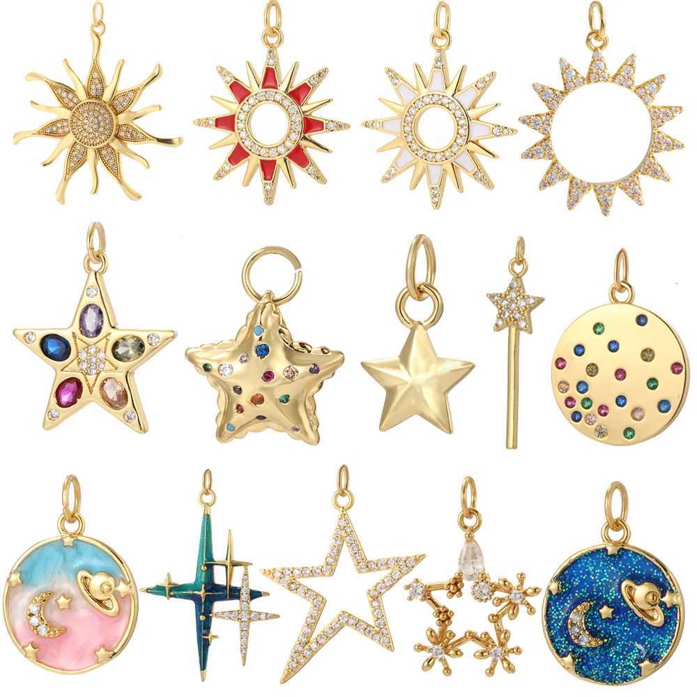 Bohemian Stars Moon Charm for Jewelry Making Supplies Gold Color Suns DIY Woman Earrings Bracelet Necklace Accessories Charms XJ250607