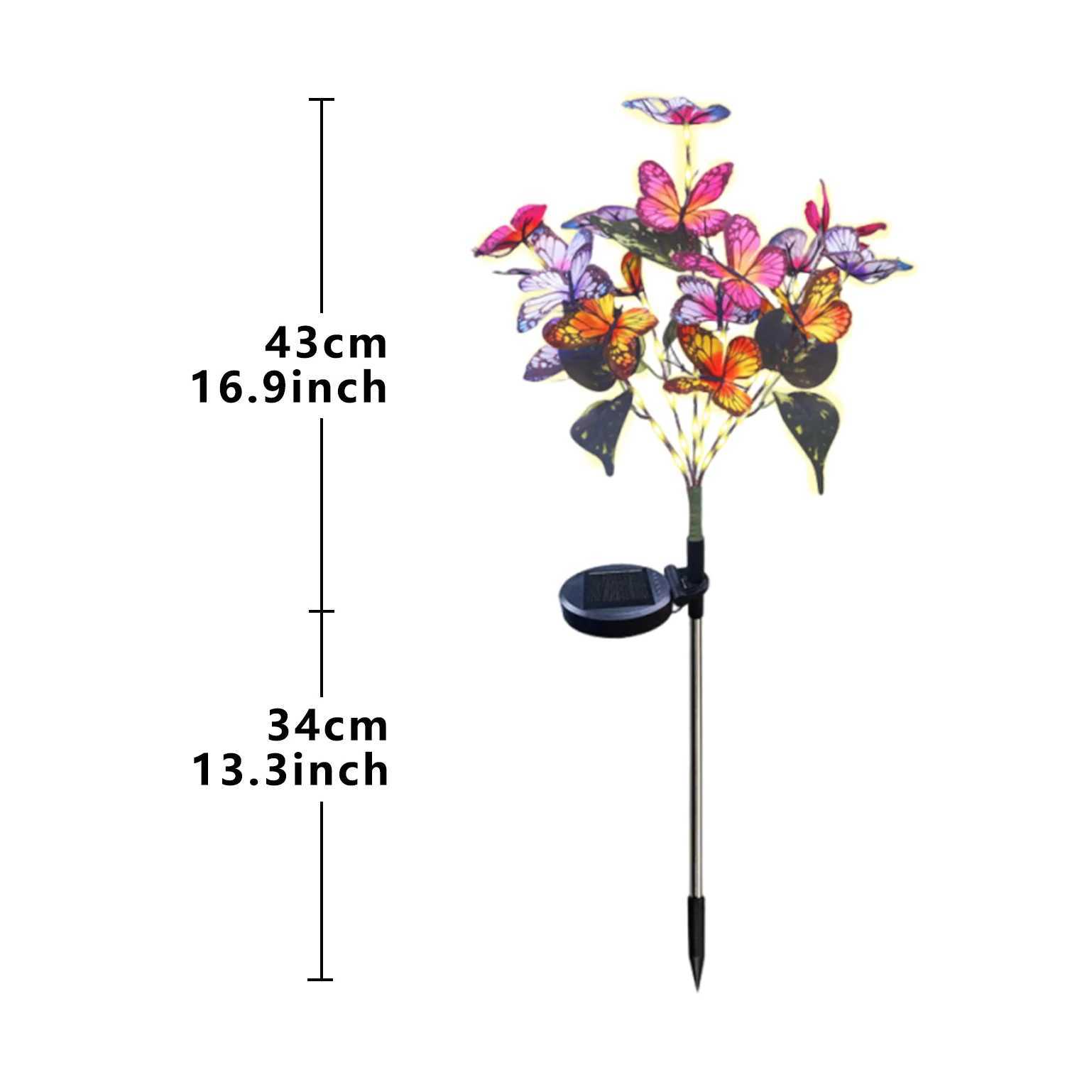 1 PC Solar Garden Lights Outdoor Waterproof Butterfly Flower Lamp IP65 Solar Powered Garden Decor for Patio Holiday Gift XJ250606