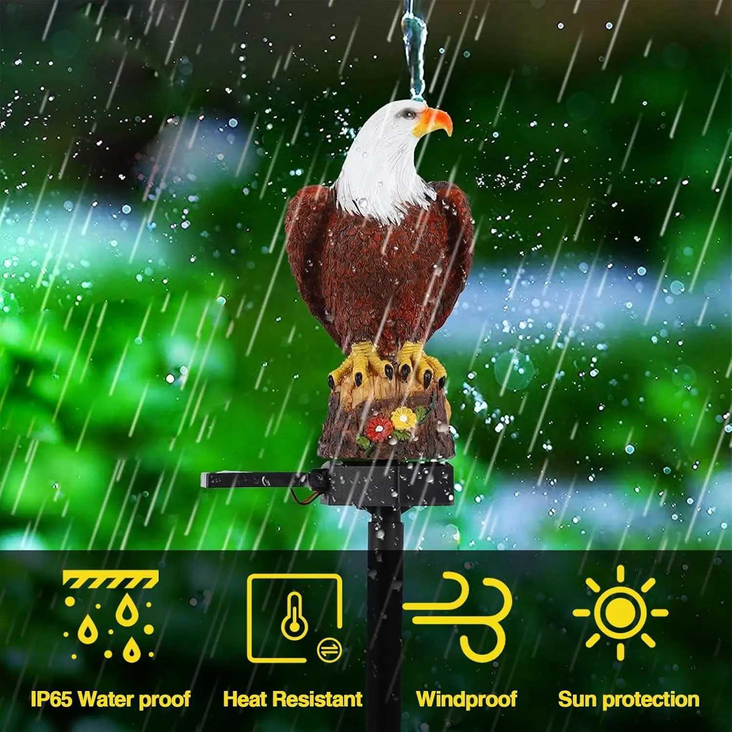 LED Solar Light IP44 Rainproof Resin Owl Lamp Animal Yard Lawn Garden Decoration Landscape Lighting Outdoor Ground Plug Lights XJ250606