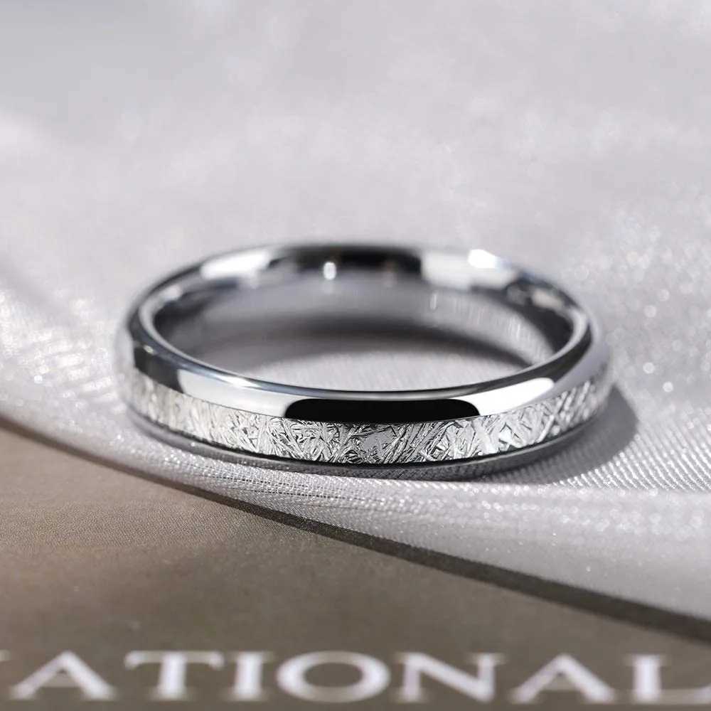 4/6/8mm Stainless Steel Wedding Ring Silver Color Polished Meteorite Ring For Men Women Couple Jewelry Proposal Commitment Ring XJ250606