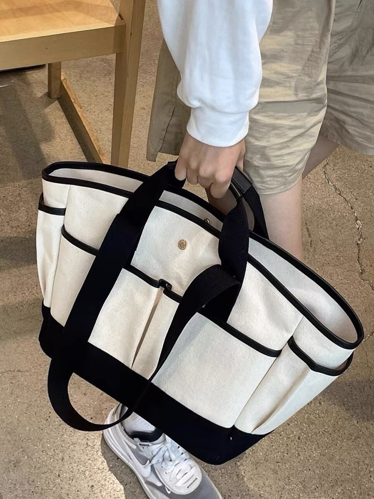 designer Korean INS Mommy Bag Large Capacity Casual Versatile Single Shoulder Mother and Baby Bag Underarm Handheld Lightweight Canvas Mommy Bag