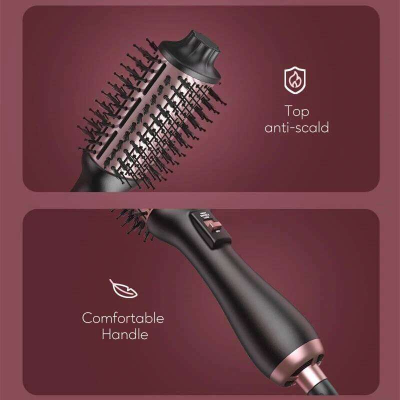 KIPOZI Hair Blow Dryer Brush Create Voluminous Curls 4 In 1 Hot Air Comb Reduces Frizz Static Electricity