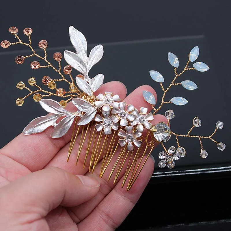 Bridal Hair Accessories Crystal Peals Hair Combs Wedding Hair Clips Accessories Jewelry Handmade Women Hair Ornaments Headpieces 250529