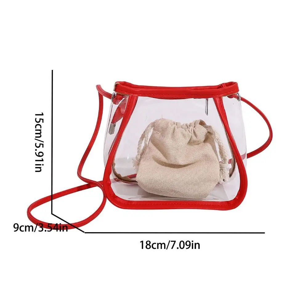 Creative 2 in 1 Clear Crossbody Bag Portable Waterproof shoulder bag Casual PVC Womens Bag Commuting 250606