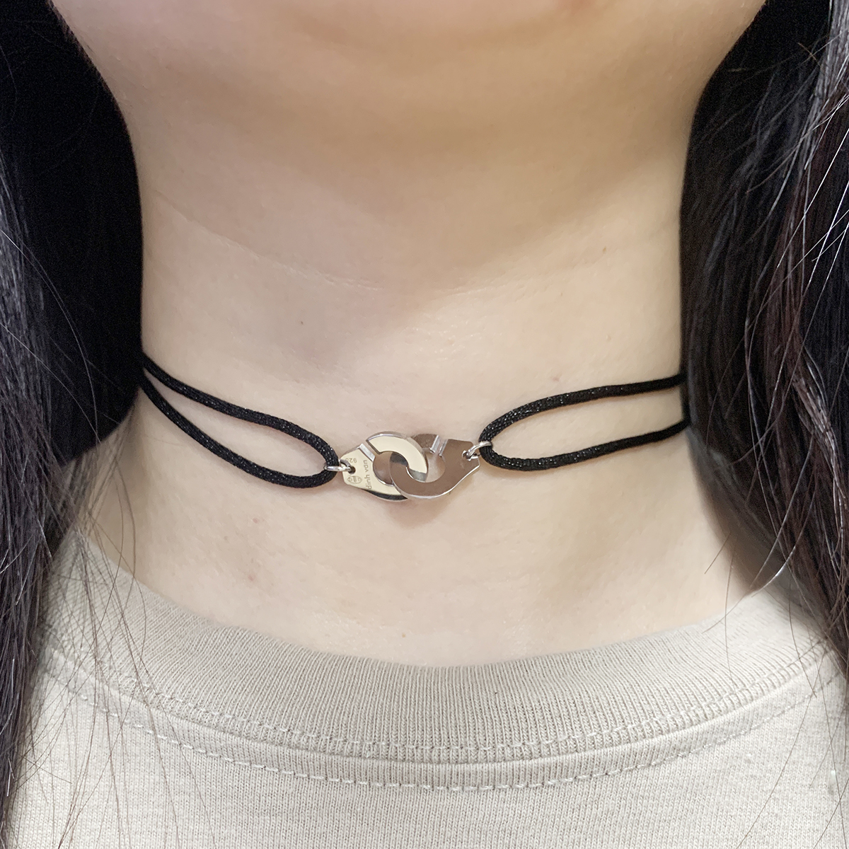 FewDook 2025 New High Quality Stainless Steel Handcuff Les Menottes Pendant Adjustable Necklace Woven Rope Hand Woven Rope Necklace