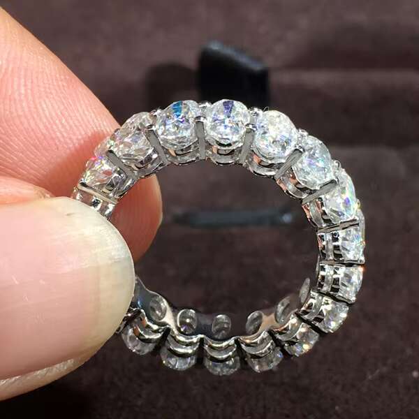Luxury Custom Made 9K/10K/14K/18K Solid Gold Ring Oval Cut Moissanite Eternity Engagement RIngs Jewelry Women
