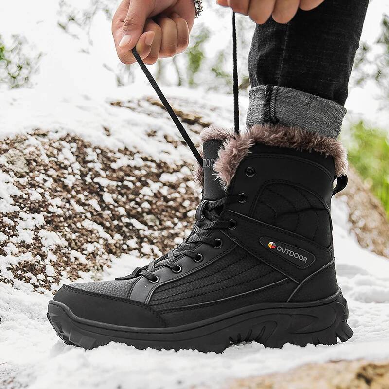 Ddmyoutdoor Men Winter Snow Platform Comfortable Ankle Plush Waterproof Anti Slip Warm Desert Boots Hiking Shoes Plus Size Outdoor Shoes