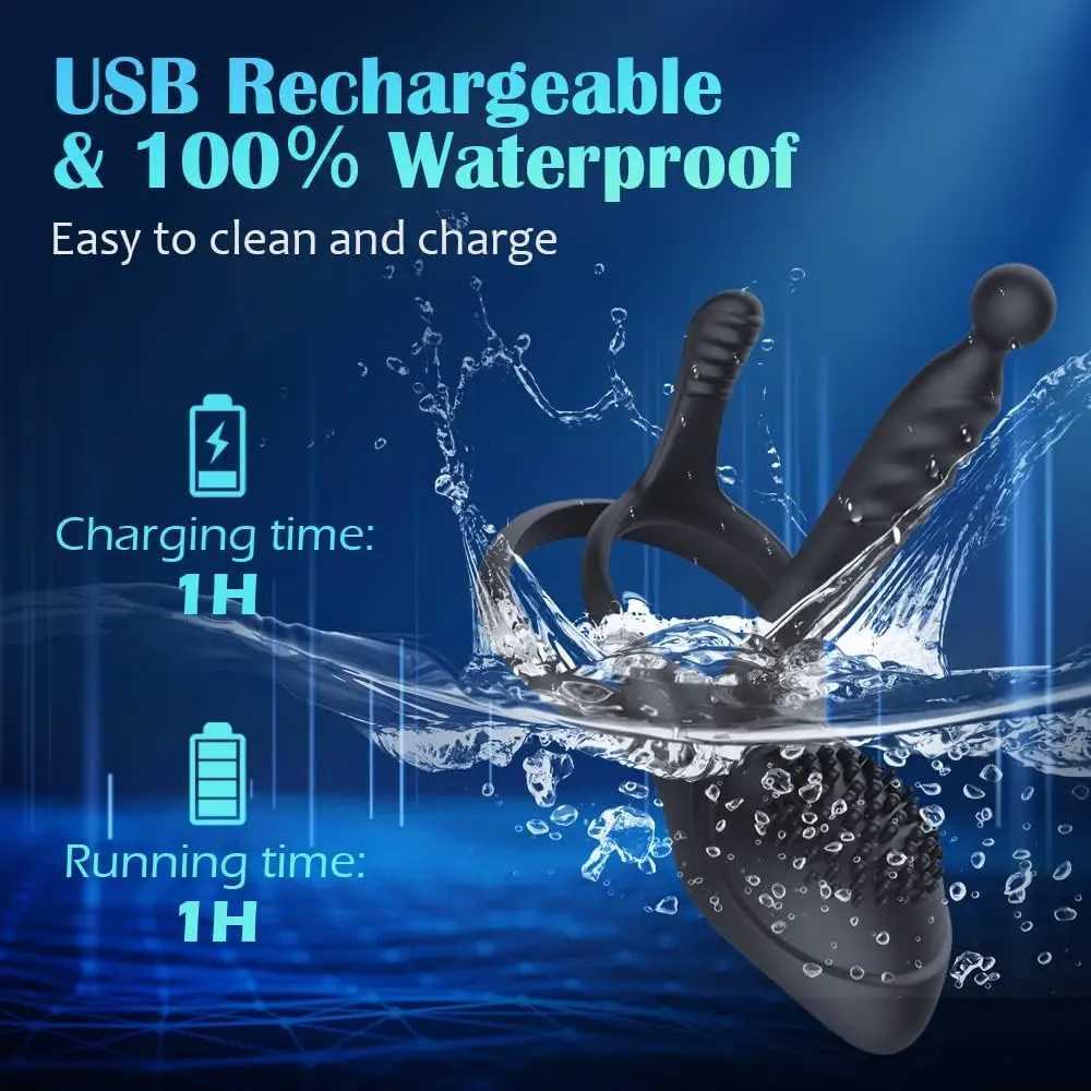 Hannibal Penis Rings Vibrator for Men 10 Speeds Delay Ejaculation Double Cock Ring Clitoral Stimulator Adult Sex Toys for Couples XJ250607