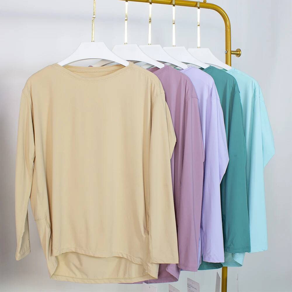 Sunscreen yoga suit for Modal women, light thin ice silk, loose and elastic, fast drying round neck, T sports, fiess, span