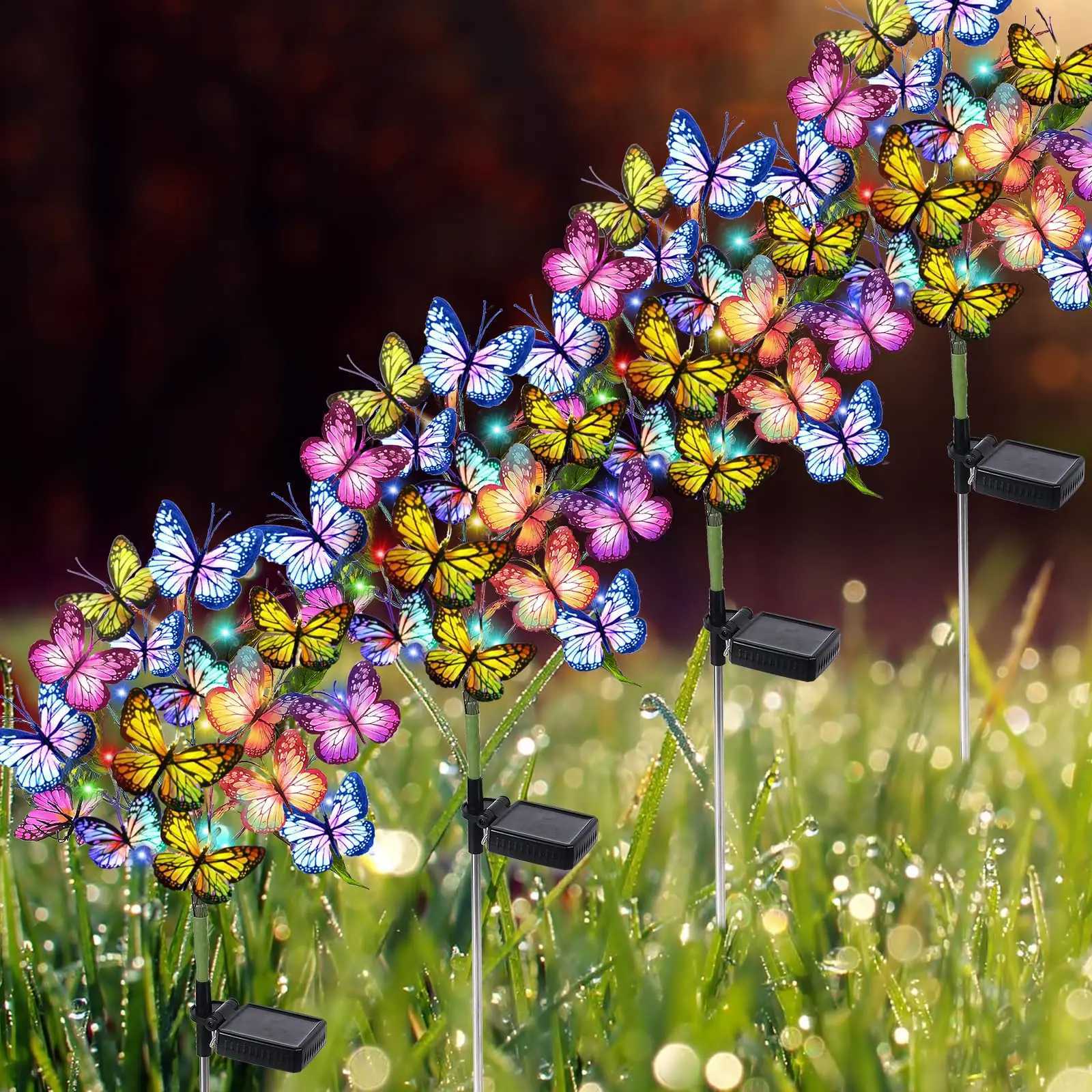 Solar Garden Lights Outdoor Waterproof Decorative Solar Lights Butterfly Flower Garden Decor Yard Patio Lawn Mom Women Gift W250607