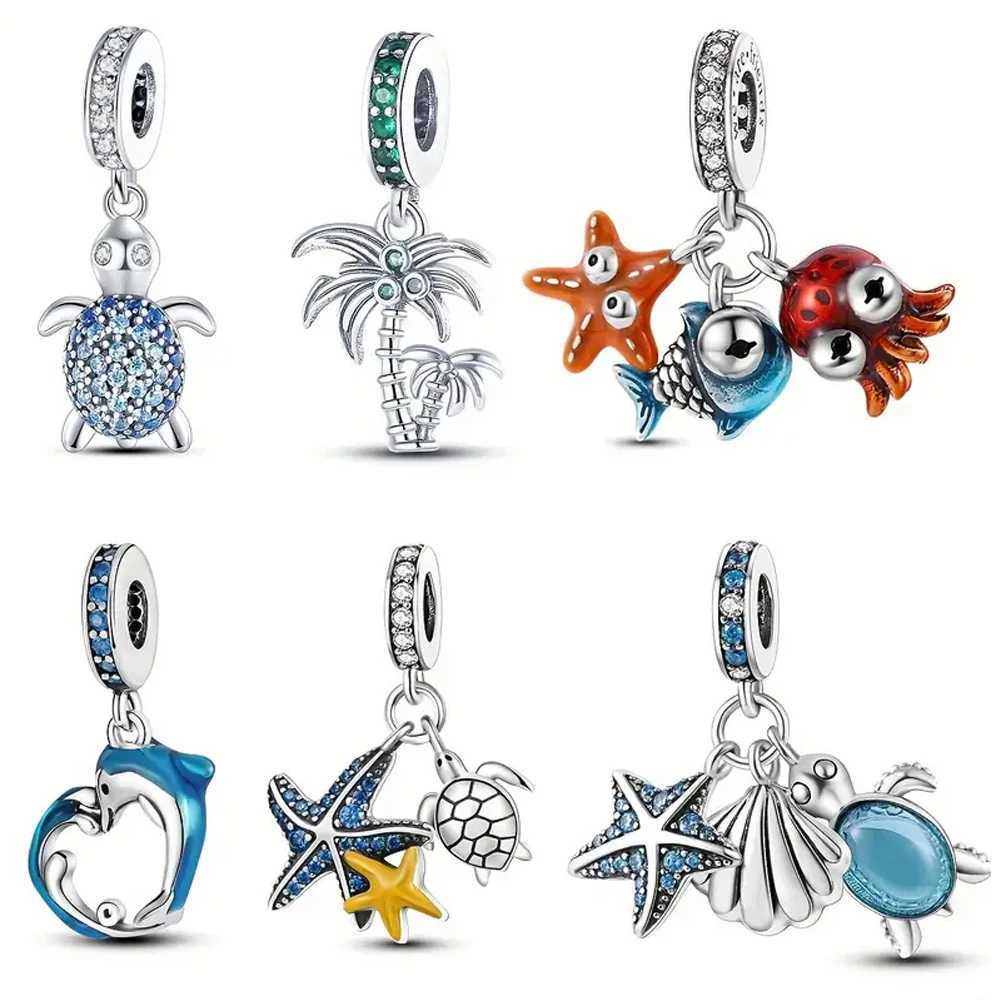 925 Sterling Silver Dolphin Pendant Fits Charms Silver 925 Original Bracelet for Jewelry Making XJ250607