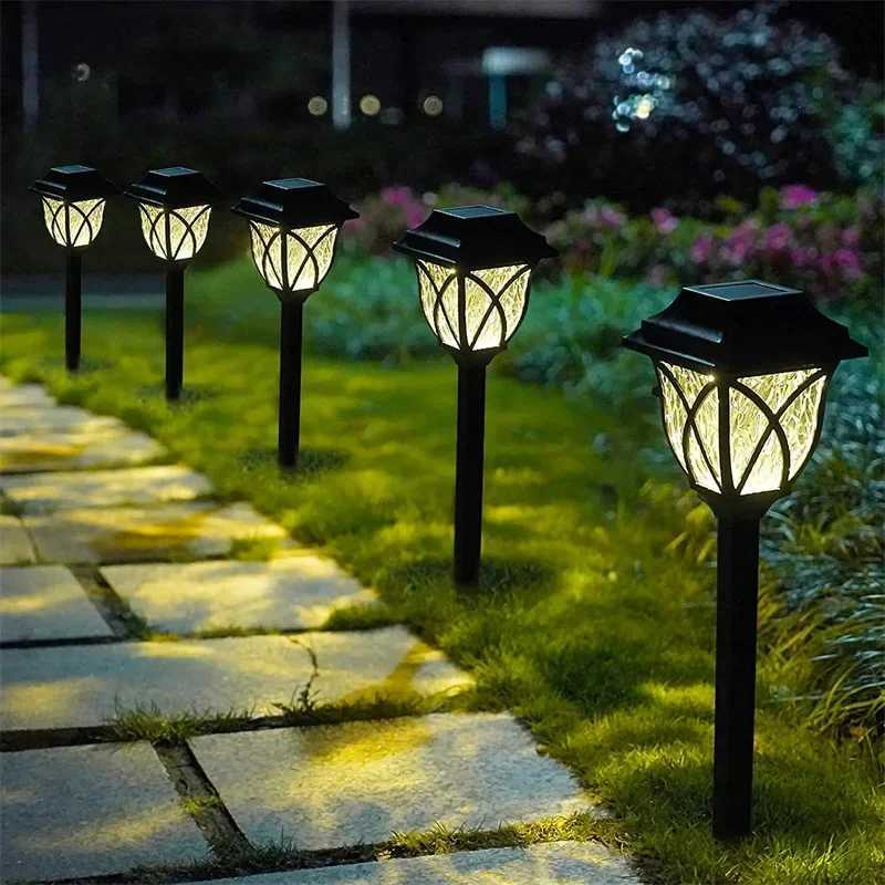 2Pcs LED Solar Lawn Lights Outdoor Waterproof Powered Lamp Garden Decoration Light for Walkway Path Villa Yard Solar Lamps XJ250606