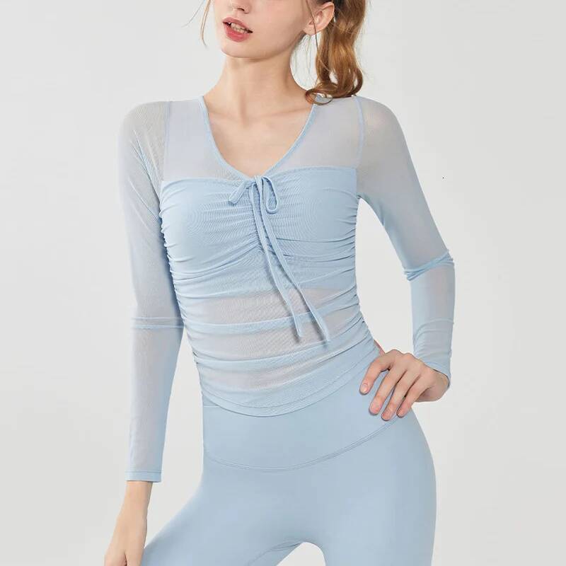 Yoga Suits for Women Spring Summer New Tops with Chest Pads and Long Sleeves Professional Pilates Training Sports Bra