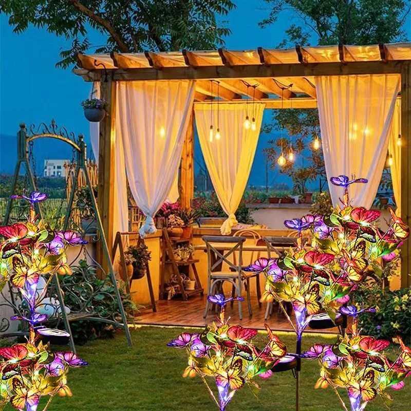 LED Simulation Butterfly Flower Solar Light Outdoor Summer Landscape Lighting Camping Wedding Garden Party Decoration Lawn Lamp XJ250606