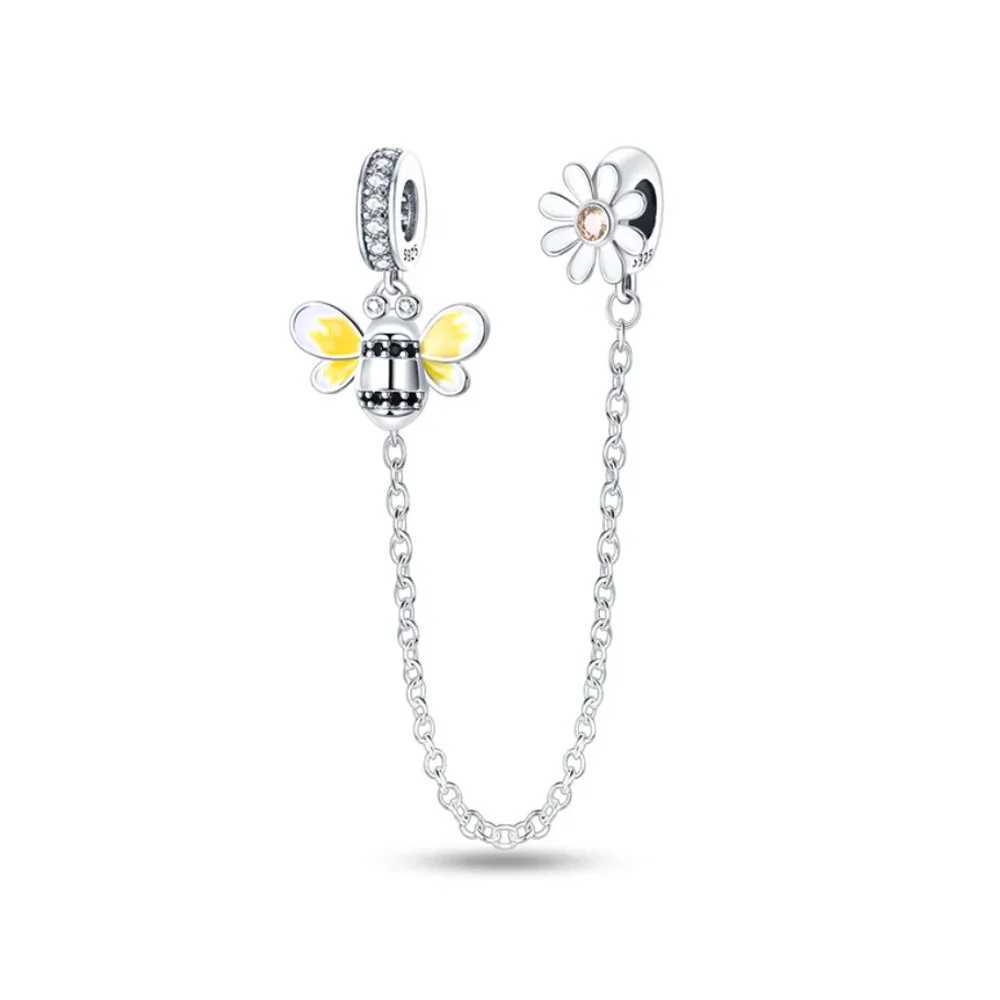 New S Bee Charm sunflower Bead Fit Original Bracelet DIY Accory Jewelry 925Silver women Gift Daisy gold PendantXJ250607