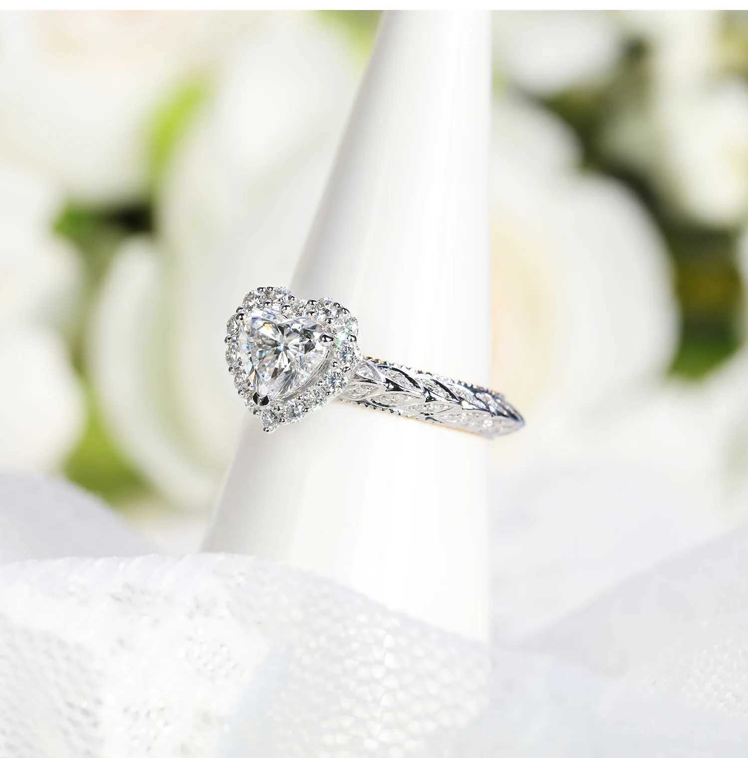 Heart Shaped Ring 925 Sterling Silver 10mm AAAA Zircon Wedding Ring Pair Ring Women Wedding Engagement Party Jewelry XJ250606