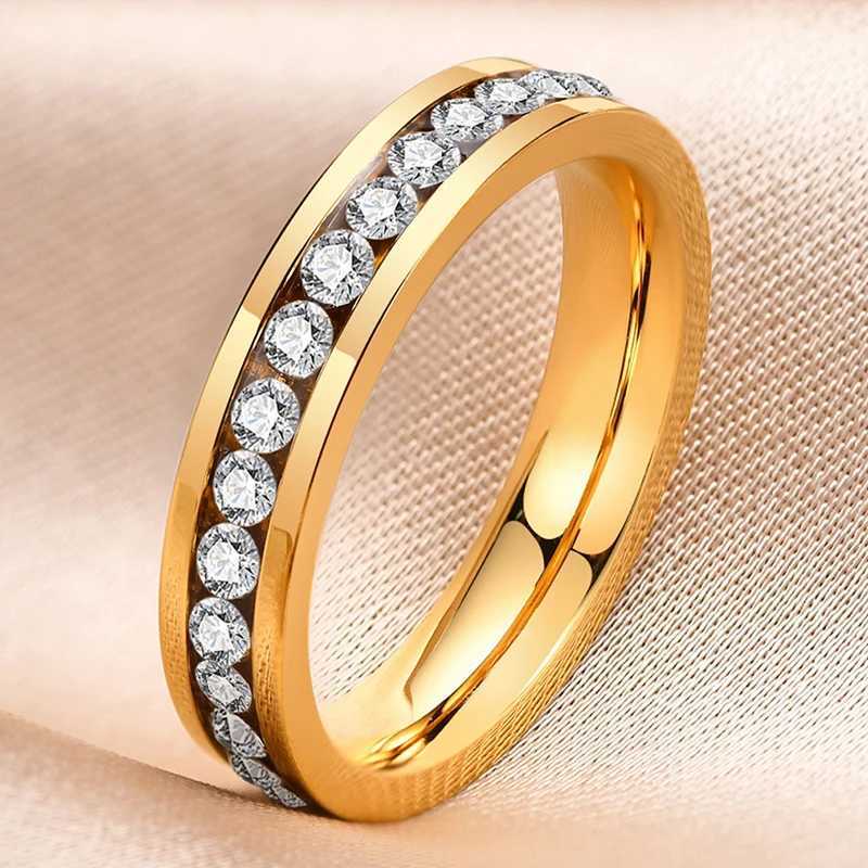 Trendy 316L Stainless Steel Ring Crystal Zircon Best Rings For Women Exquisite Gift Engagement Wedding Party Jewelry Wholesale XJ250606
