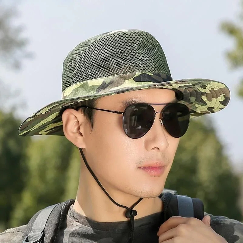 Multiple Styles Outdoor Beach Sun Shade Breathable Bucket Hat Male Summer Fishing Caps Trekking Collapsible Mesh Fisherman Cap 250605