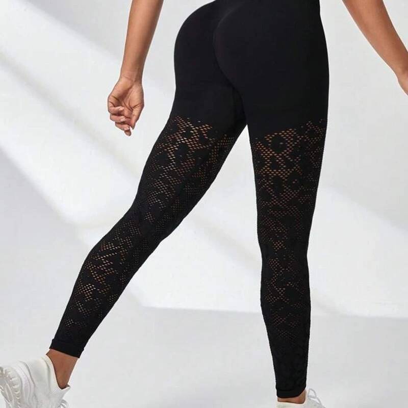 Seamless Tie Dye Sexy Hollow Out Leggings Women Gym High Waist Hip Liftting Fashion Trainning Running Yoga Tights