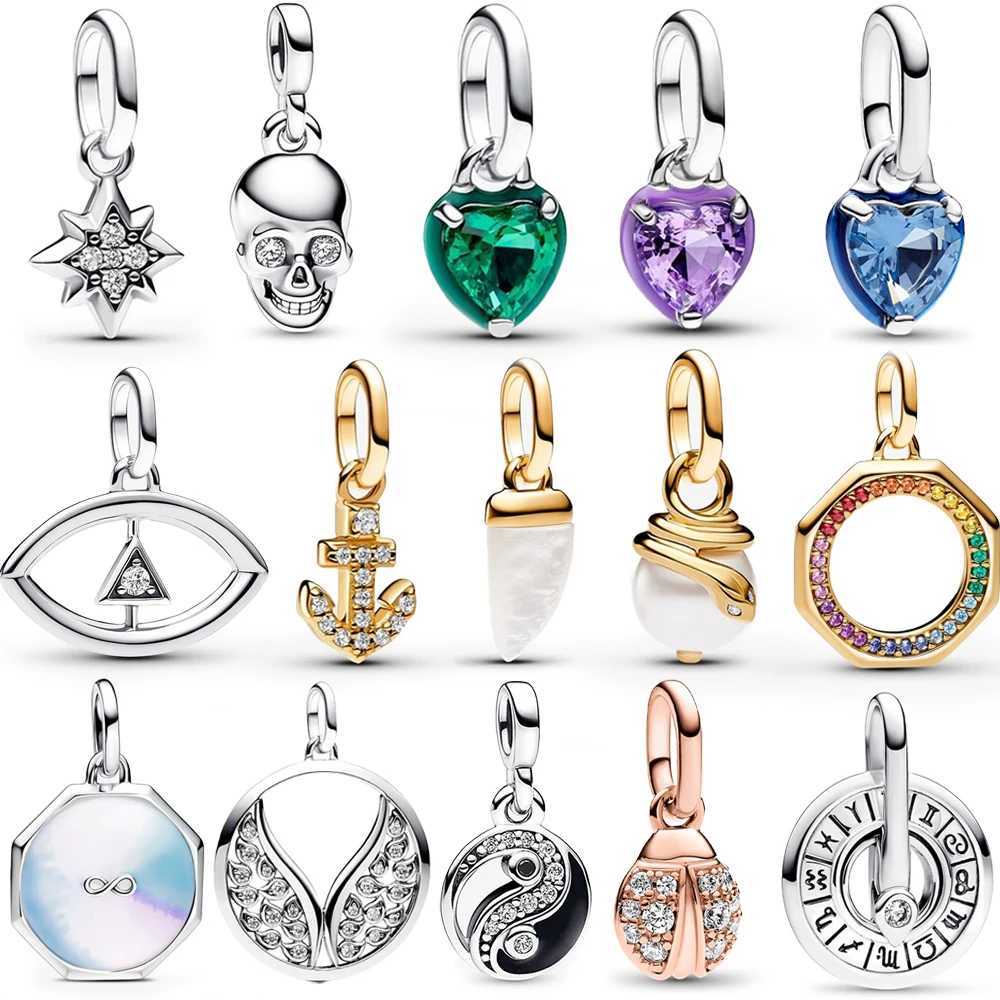 Sparkling Star Mini Dangle Charm Fit Brand Me Bracelet 925 Sterling Silver Me Series Green Heart Mini Charm Girl Party Jewelry XJ250607