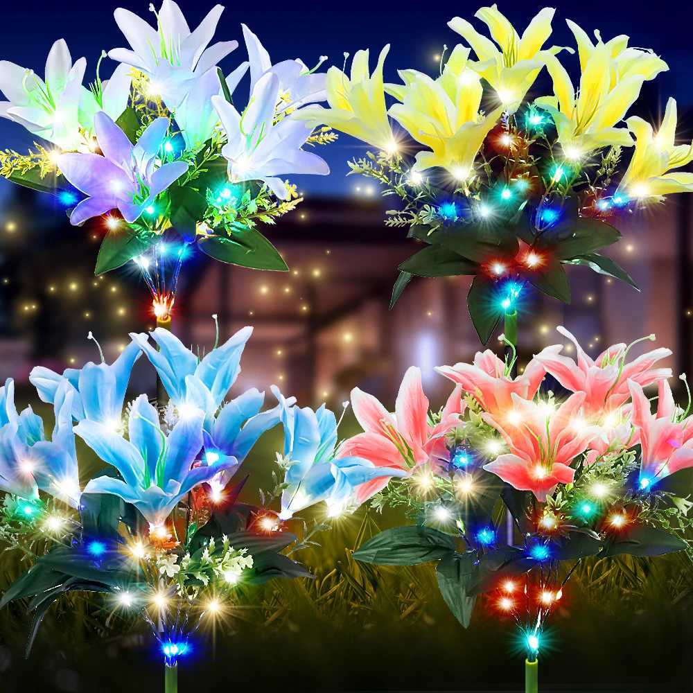 7-head lily solar garden light outdoor IP65 waterproof simulation flower LED decorative courtyard lawn decorative lightXJ250606
