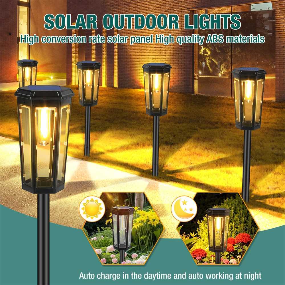 1/4/6 Pack Solar Pathway Lights Outdoor Solar Lights IP65 Waterproof Garden Lights Solar Lamp Outdoor Landscape Lamps for Lawn W250607