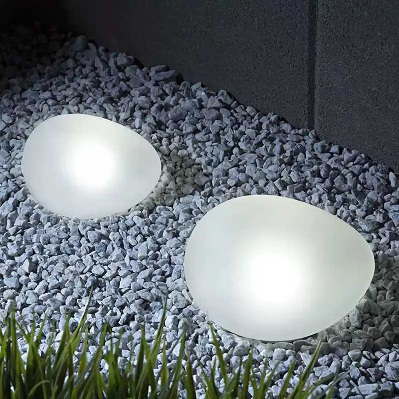 Solar Outdoor Stone Lamp Frosted Glass Ground Lamp Garden Green Pebble Lamp Wireless Decorative Garden Lawn Courtyard Lamp XJ250606