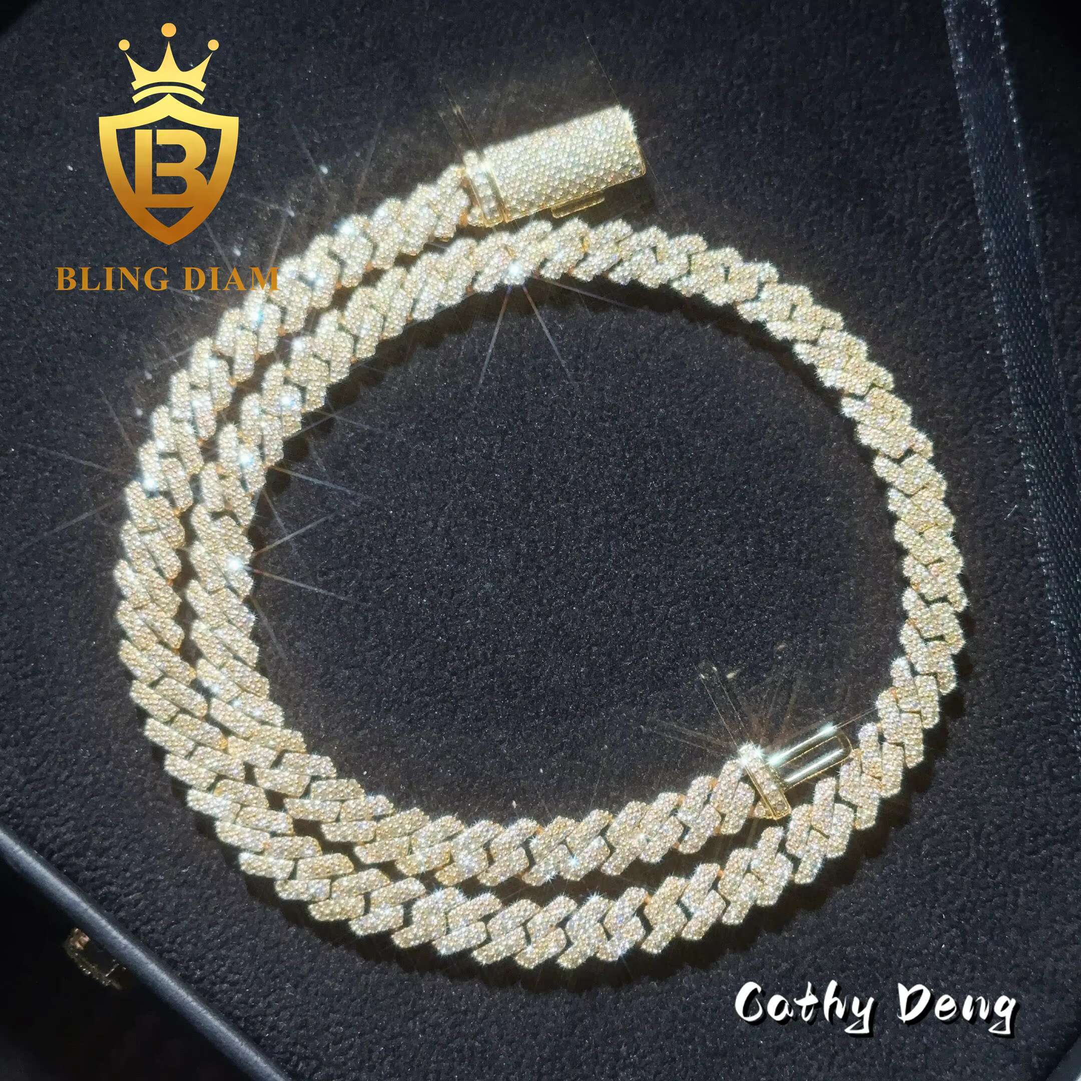 Ready Shipping Solid 925 Silver 8mm Moissanite Cuban Link Chain Hip Hop Jewelry Ice Out Cuban Chain Pass Diamond Tester