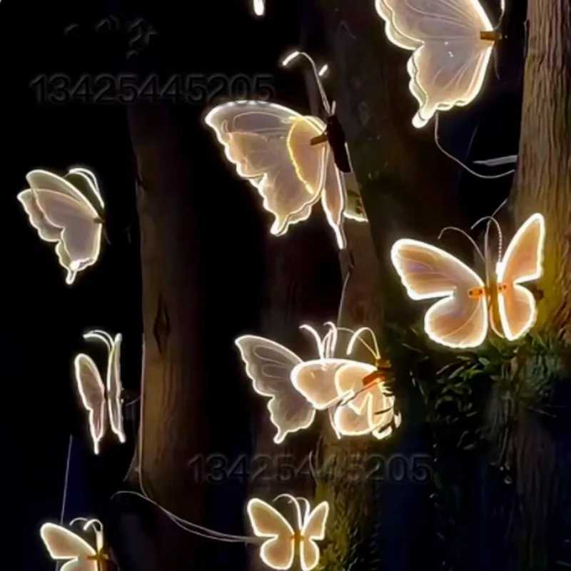 LED Outdoor Luminous Butterfly Lamp Wedding Decoration Vacation Party Garden Courtyard Christmas Decoration Lighting FixturesXJ250606
