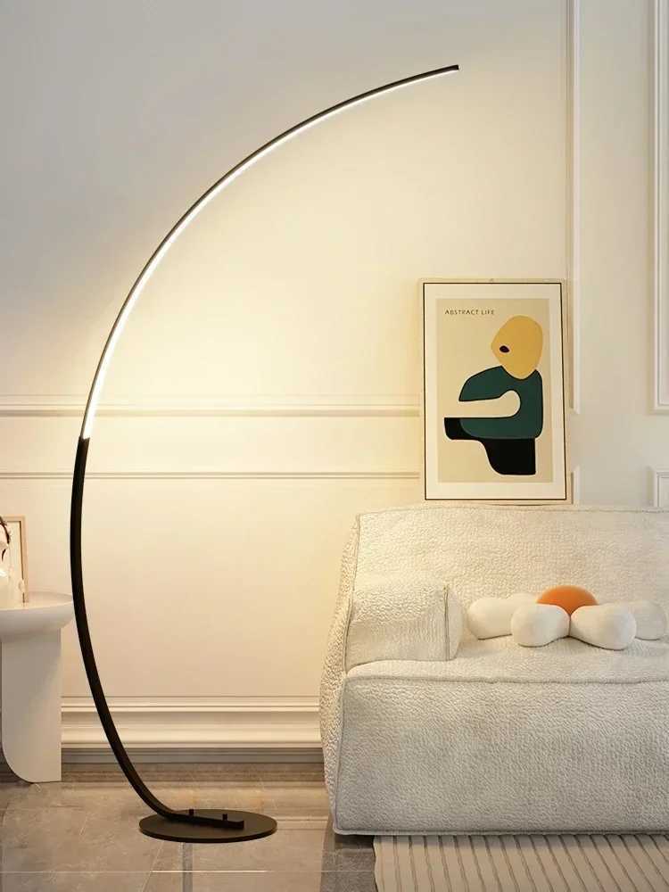 Nordic LED Corner Light Arc RGB Floor Lamps Black White C APP Remote Floor Lights Stand Light for Dining Living Room Decor W250607