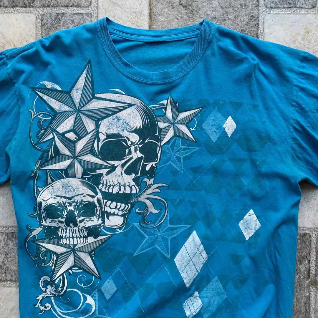 Vintage Y2K Distressed Gothic Skull Wings Printed T-shirt Men Summer Cotton Sweatshirt Hip-hop Rap Women Tops Oversized t-shirt W250607