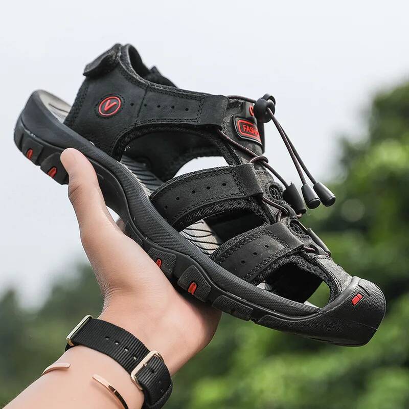 Ddmyoutdoor Genuine Mens Casual Outdoor Leather Sandals For Men Beach Roman Shoes Plus Size Outdoor Shoes