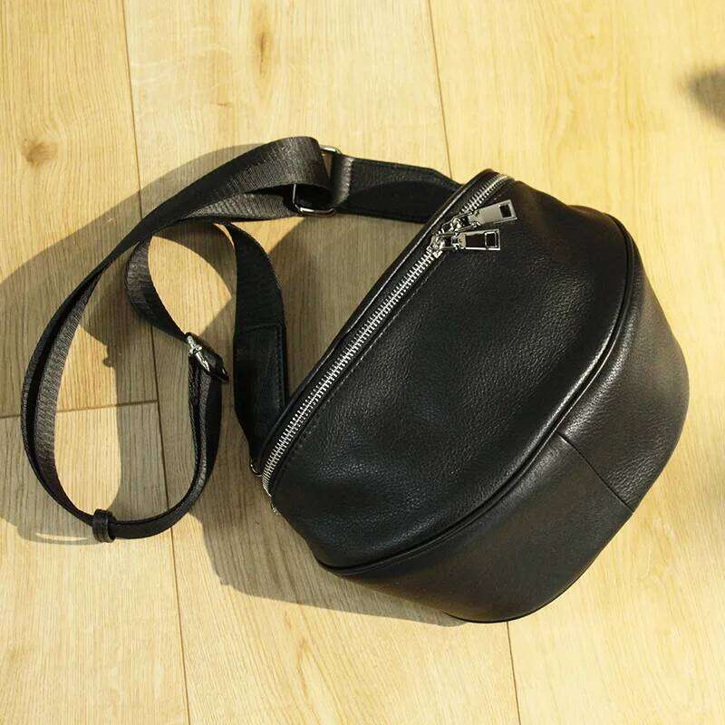 MESOUL Saddle Style Genuine Leather Women Chest Bag Fashion Hot Selling Multi-Functiona Solid Zipper Shoulder Bag&Crossbody Bags 2025/06/07