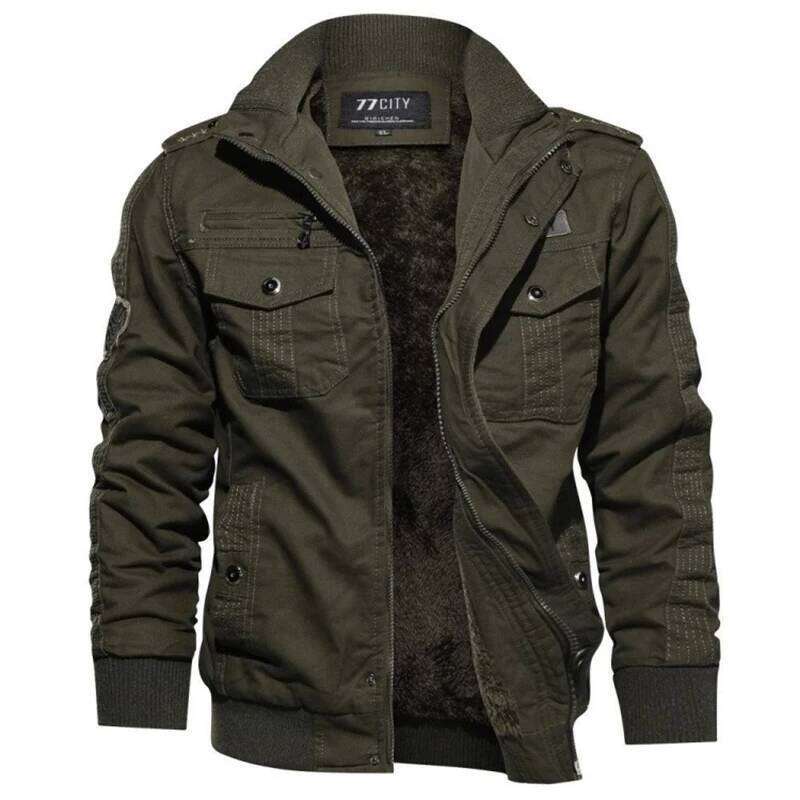 2024 Men's Jacket Autumn Winter Fleece Tactical Jackets Men Casual Multiple Pockets Windproof Outdoor Workwear Coat