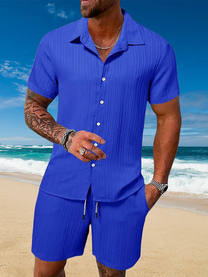 Ice Silk Cool Summer Mens Solid Color Polo Casual Loose Short Sleeve Shorts Sport Set Beach Surfing Ultra-thin Ultra Light 250605