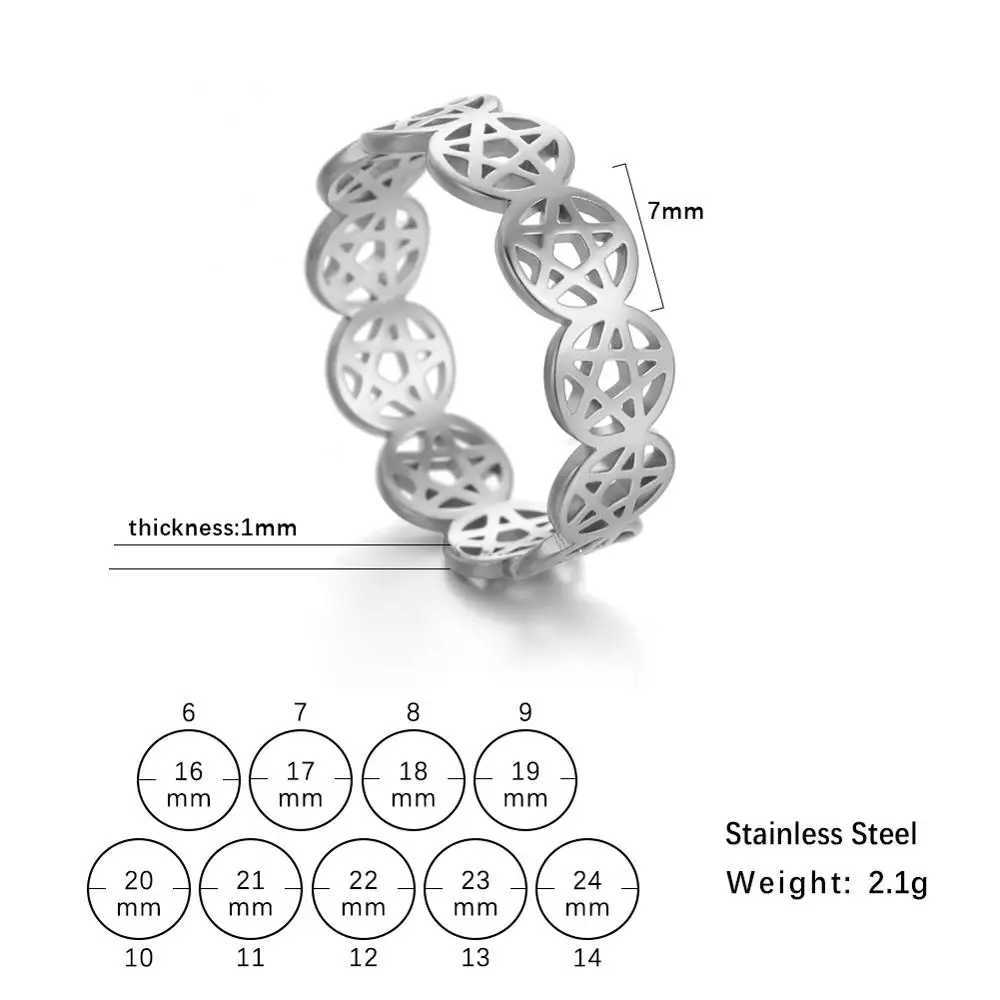 COOLTIME Supernatural Pentagram Ring for Women Stainless Steel Geometric Circular Pentacle Couple Rings Jewelry Gift W250606