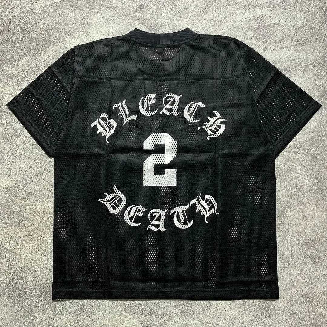 Summer 2025 new Y2K clothing mesh breathable trendy American sports short sleeve hollow loose casual jogging X250607