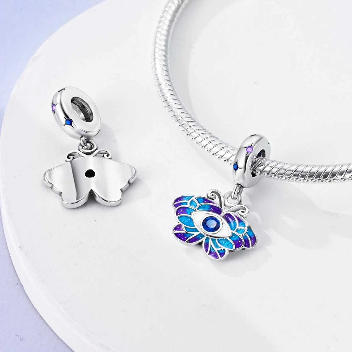 925 Silver Sparkling Butterfly Charms Pendants Fit Original Bracelet Necklace DIY Beads For Women Jewelry Making Gift XJ250607