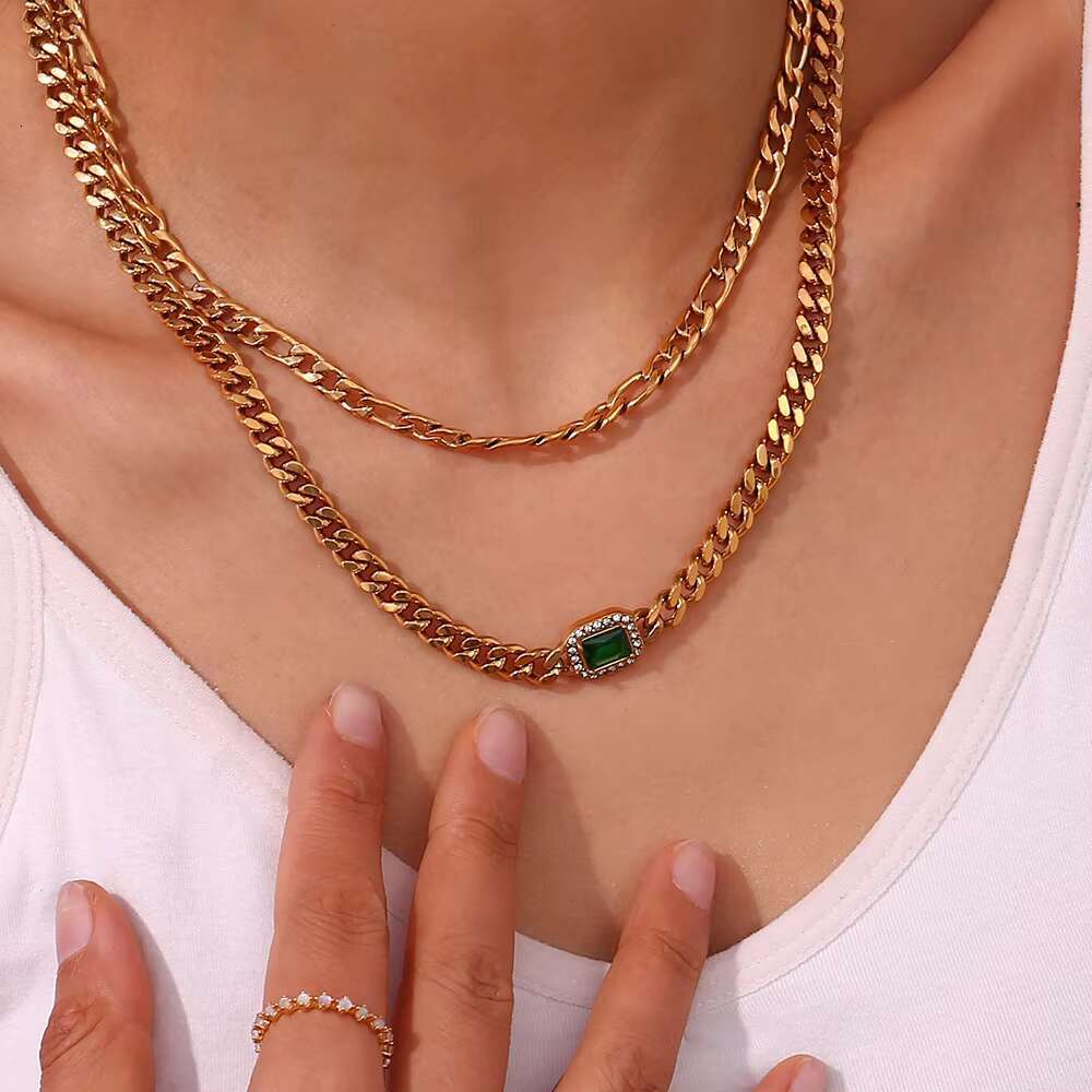 Ladies fashion hot-selling necklace; popular versatile collarbone chain; 925 silver Cuban chain; diamond bracelet and necklace set